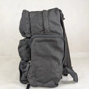 Auth PRADA Milano Triangular Plate Nylon Multipocket Messenger Black BACKPACK